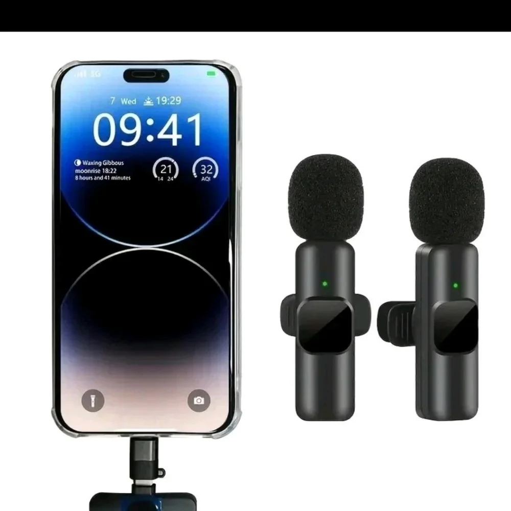 Wireless Lavalier Microphone Set - Black